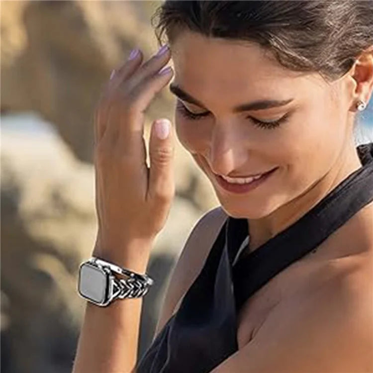 KALEBOL For Apple Watch 10 46mm / Ultra 2 / Ultra 49mm / 9 8 7 45mm / SE (2023) SE (2022) SE 6 5 4 44mm / 3 2 1 42mm Zinc Alloy Band V-Shape