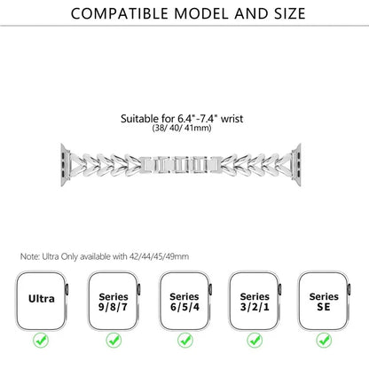 KALEBOL For Apple Watch Series 10 42mm / 9 8 7 41mm / SE (2023) SE (2022) SE 6 5 4 40mm / 3 2 1 38mm Watch Band Zinc Alloy Strap V-Shape