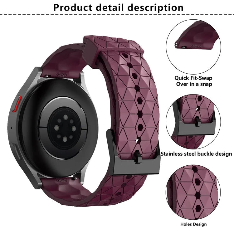 KALEBOL For Huawei Watch 4 / 4 Pro / GT 4 46mm Watch Band 22mm Football Pattern Silicone Strap