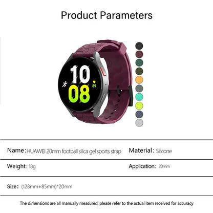 KALEBOL For Huawei Watch GT 3 42mm / GT 3 Pro 43mm Watch Strap 20mm Silicone Band Football Pattern