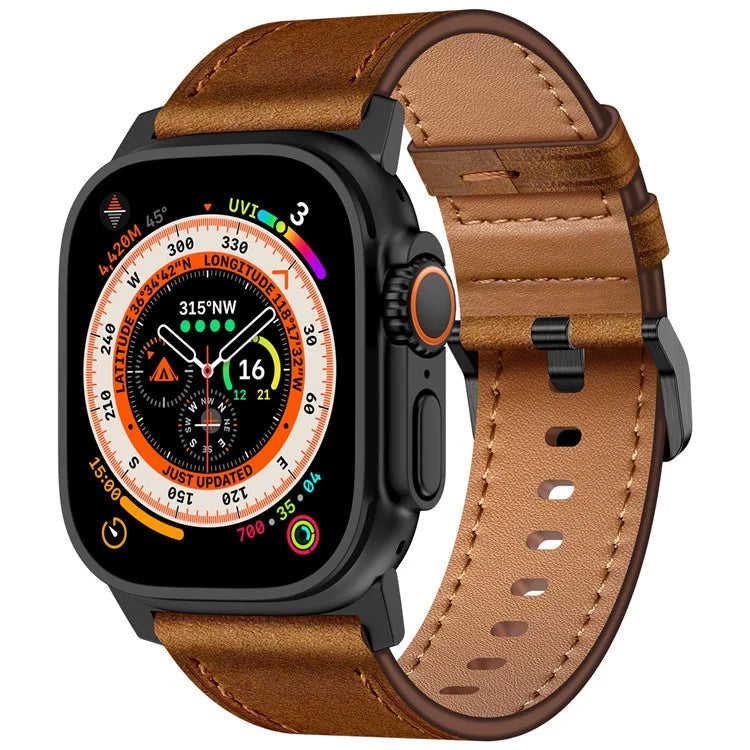 KALEBOL For Apple Watch 10 46mm / Ultra 2 / Ultra 49mm / 9 8 7 45mm / SE (2023) SE (2022) SE 6 5 4 44mm / 3 2 1 42mm Cowhide Leather Band
