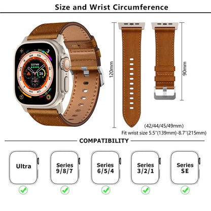 KALEBOL For Apple Watch 10 46mm / Ultra 2 / Ultra 49mm / 9 8 7 45mm / SE (2023) SE (2022) SE 6 5 4 44mm / 3 2 1 42mm Cowhide Leather Band
