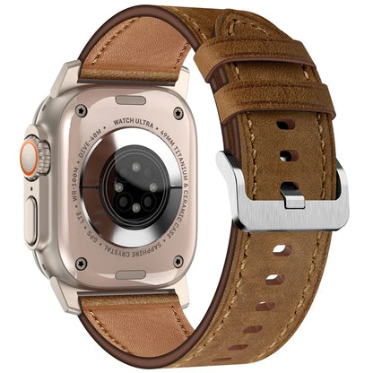 KALEBOL For Apple Watch 10 46mm / Ultra 2 / Ultra 49mm / 9 8 7 45mm / SE (2023) SE (2022) SE 6 5 4 44mm / 3 2 1 42mm Cowhide Leather Band