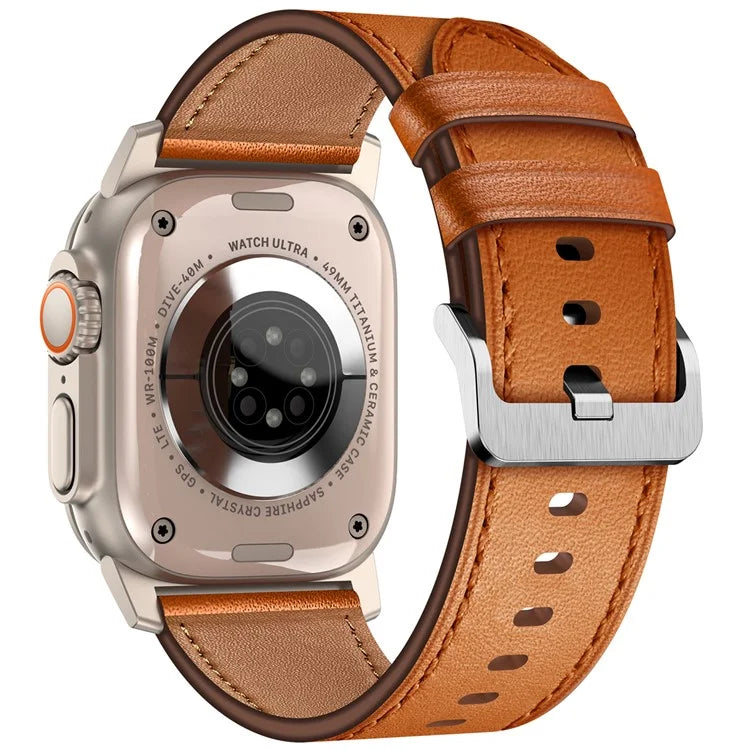 KALEBOL For Apple Watch 10 46mm / Ultra 2 / Ultra 49mm / 9 8 7 45mm / SE (2023) SE (2022) SE 6 5 4 44mm / 3 2 1 42mm Cowhide Leather Band