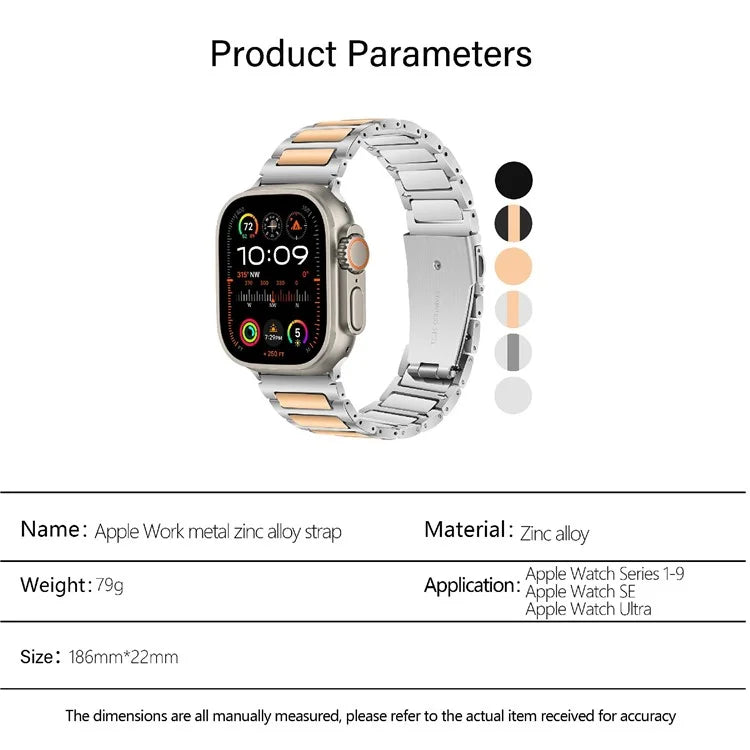 KALEBOL For Apple Watch Series 10 42mm / 9 8 7 41mm / SE (2023) SE (2022) SE 6 5 4 40mm / 3 2 1 38mm Zinc Alloy Watch Band