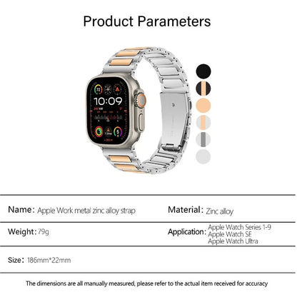 KALEBOL For Apple Watch Series 10 42mm / 9 8 7 41mm / SE (2023) SE (2022) SE 6 5 4 40mm / 3 2 1 38mm Zinc Alloy Watch Band