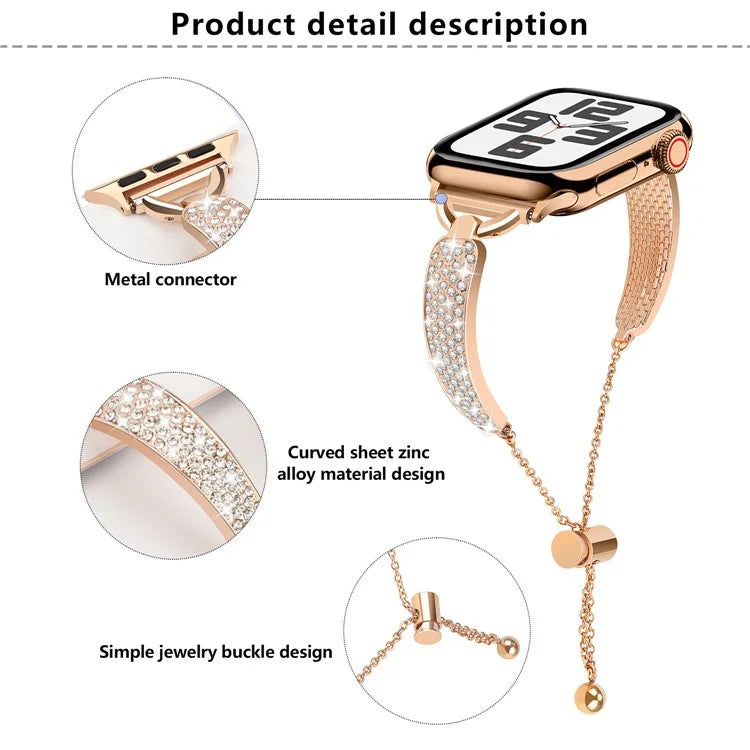 KALEBOL For Apple Watch Series 10 42mm / 9 8 7 41mm / SE (2023) SE (2022) SE 6 5 4 40mm / 3 2 1 38mm Watch Band Zinc Alloy Bracelet