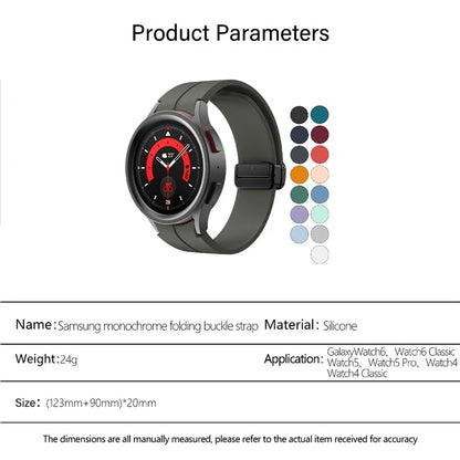 KALEBOL For Samsung Galaxy Watch FE 40mm / Watch6 / Watch6 Classic / Watch 5 / Watch 5 Pro Silicone Watch Strap Magnetic Buckle