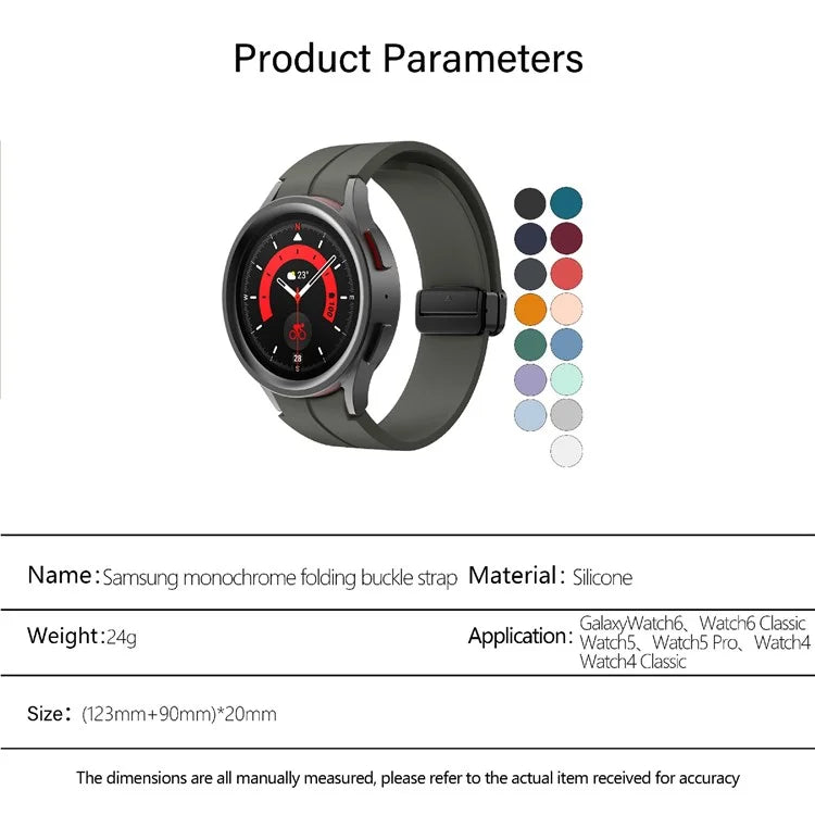 KALEBOL For Samsung Galaxy Watch FE 40mm / Watch6 / Watch6 Classic / Watch 5 / Watch 5 Pro Silicone Watch Strap Magnetic Buckle