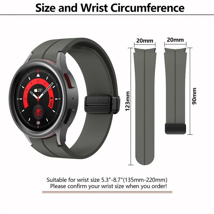 KALEBOL For Samsung Galaxy Watch FE 40mm / Watch6 / Watch6 Classic / Watch 5 / Watch 5 Pro Silicone Watch Strap Magnetic Buckle