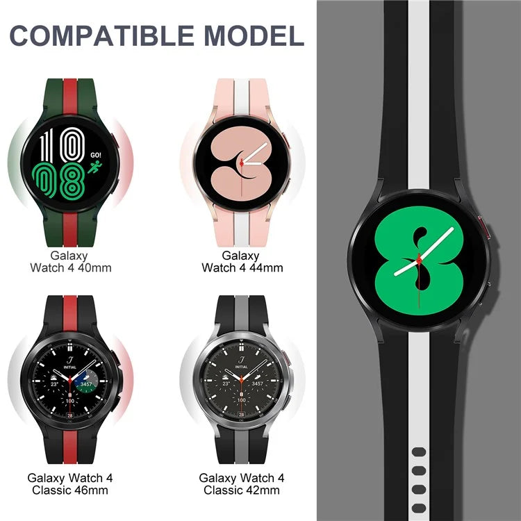 KALEBOL For Samsung Galaxy Watch FE 40mm / Watch6 / Watch6 Classic / Watch 5 / Watch 5 Pro Watch Strap Dual Color Silicone Band