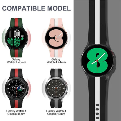 KALEBOL For Samsung Galaxy Watch FE 40mm / Watch6 / Watch6 Classic / Watch 5 / Watch 5 Pro Watch Strap Dual Color Silicone Band