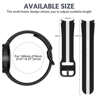 KALEBOL For Samsung Galaxy Watch FE 40mm / Watch6 / Watch6 Classic / Watch 5 / Watch 5 Pro Watch Strap Dual Color Silicone Band
