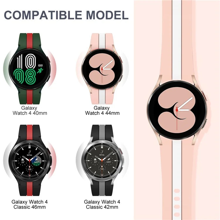 KALEBOL For Samsung Galaxy Watch FE 40mm / Watch6 / Watch6 Classic / Watch 5 / Watch 5 Pro Watch Strap Dual Color Silicone Band