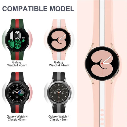 KALEBOL For Samsung Galaxy Watch FE 40mm / Watch6 / Watch6 Classic / Watch 5 / Watch 5 Pro Watch Strap Dual Color Silicone Band