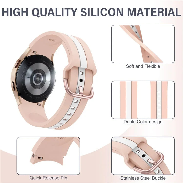 KALEBOL For Samsung Galaxy Watch FE 40mm / Watch6 / Watch6 Classic / Watch 5 / Watch 5 Pro Watch Strap Dual Color Silicone Band