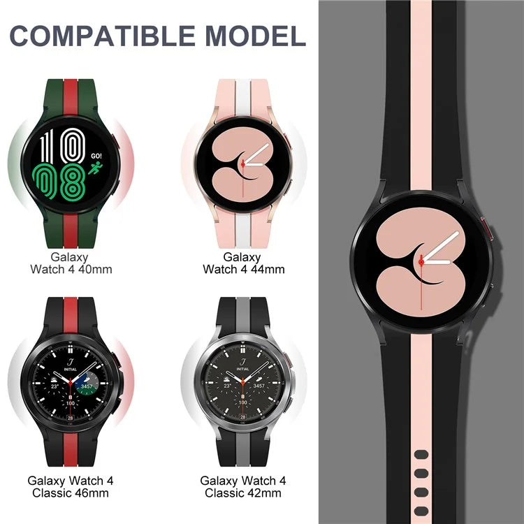 KALEBOL For Samsung Galaxy Watch FE 40mm / Watch6 / Watch6 Classic / Watch 5 / Watch 5 Pro Watch Strap Dual Color Silicone Band