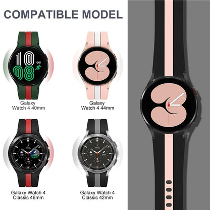KALEBOL For Samsung Galaxy Watch FE 40mm / Watch6 / Watch6 Classic / Watch 5 / Watch 5 Pro Watch Strap Dual Color Silicone Band