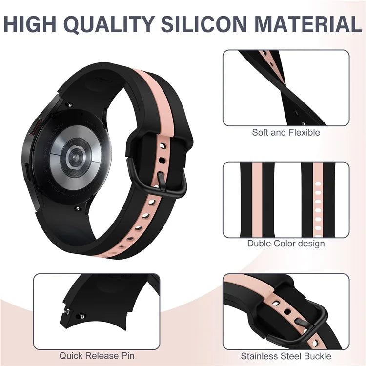 KALEBOL For Samsung Galaxy Watch FE 40mm / Watch6 / Watch6 Classic / Watch 5 / Watch 5 Pro Watch Strap Dual Color Silicone Band