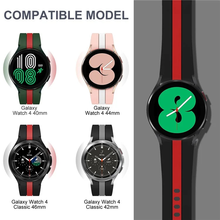 KALEBOL For Samsung Galaxy Watch FE 40mm / Watch6 / Watch6 Classic / Watch 5 / Watch 5 Pro Watch Strap Dual Color Silicone Band