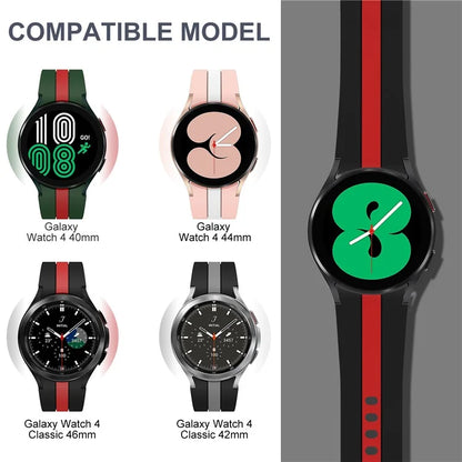 KALEBOL For Samsung Galaxy Watch FE 40mm / Watch6 / Watch6 Classic / Watch 5 / Watch 5 Pro Watch Strap Dual Color Silicone Band