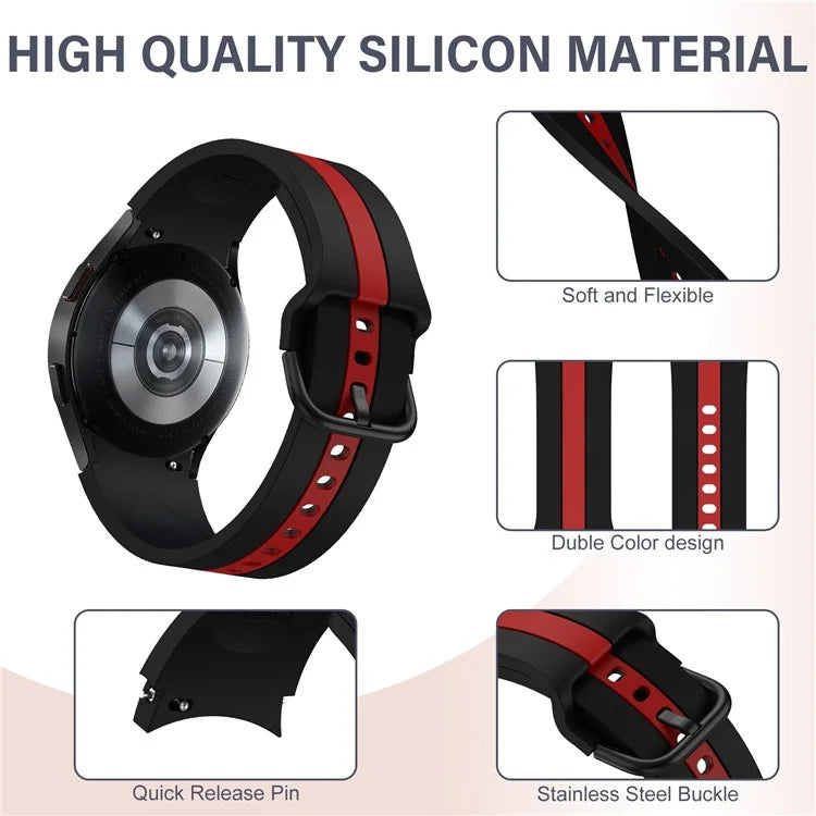 KALEBOL For Samsung Galaxy Watch FE 40mm / Watch6 / Watch6 Classic / Watch 5 / Watch 5 Pro Watch Strap Dual Color Silicone Band