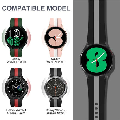 KALEBOL For Samsung Galaxy Watch FE 40mm / Watch6 / Watch6 Classic / Watch 5 / Watch 5 Pro Watch Strap Dual Color Silicone Band