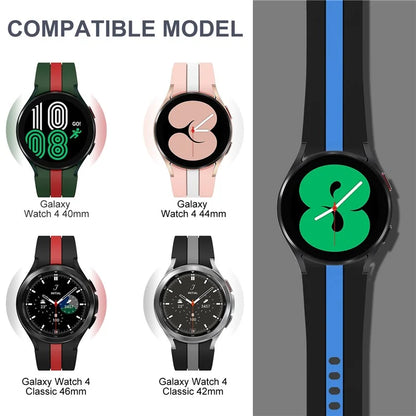 KALEBOL For Samsung Galaxy Watch FE 40mm / Watch6 / Watch6 Classic / Watch 5 / Watch 5 Pro Watch Strap Dual Color Silicone Band