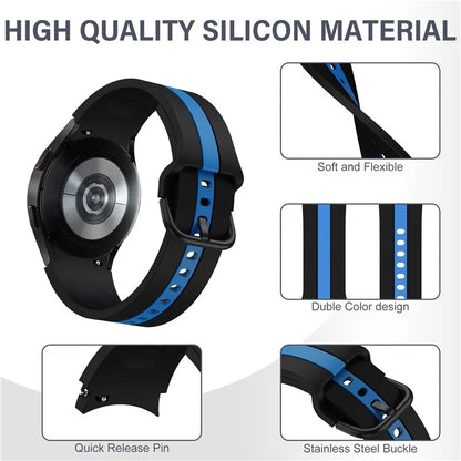 KALEBOL For Samsung Galaxy Watch FE 40mm / Watch6 / Watch6 Classic / Watch 5 / Watch 5 Pro Watch Strap Dual Color Silicone Band