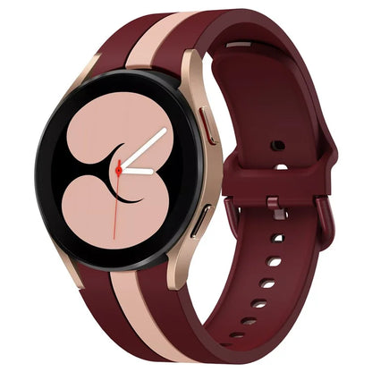 KALEBOL For Samsung Galaxy Watch FE 40mm / Watch6 / Watch6 Classic / Watch 5 / Watch 5 Pro Watch Strap Dual Color Silicone Band