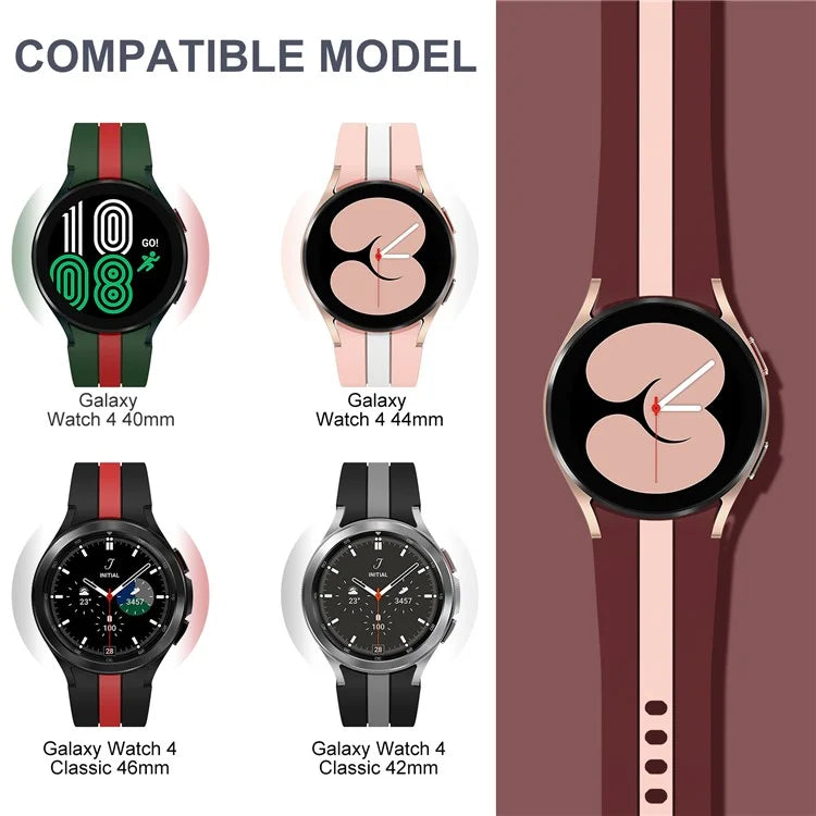 KALEBOL For Samsung Galaxy Watch FE 40mm / Watch6 / Watch6 Classic / Watch 5 / Watch 5 Pro Watch Strap Dual Color Silicone Band