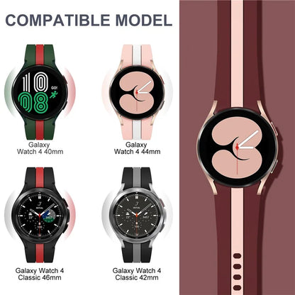 KALEBOL For Samsung Galaxy Watch FE 40mm / Watch6 / Watch6 Classic / Watch 5 / Watch 5 Pro Watch Strap Dual Color Silicone Band