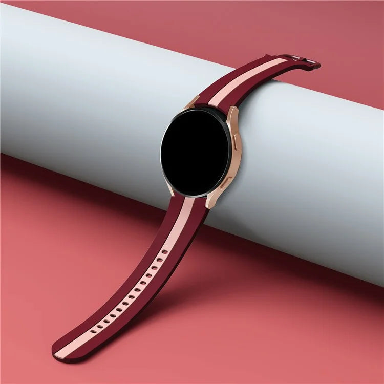 KALEBOL For Samsung Galaxy Watch FE 40mm / Watch6 / Watch6 Classic / Watch 5 / Watch 5 Pro Watch Strap Dual Color Silicone Band