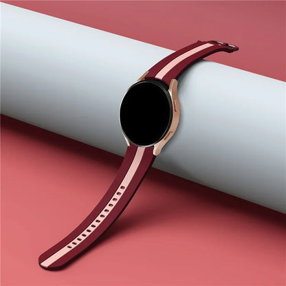 KALEBOL For Samsung Galaxy Watch FE 40mm / Watch6 / Watch6 Classic / Watch 5 / Watch 5 Pro Watch Strap Dual Color Silicone Band