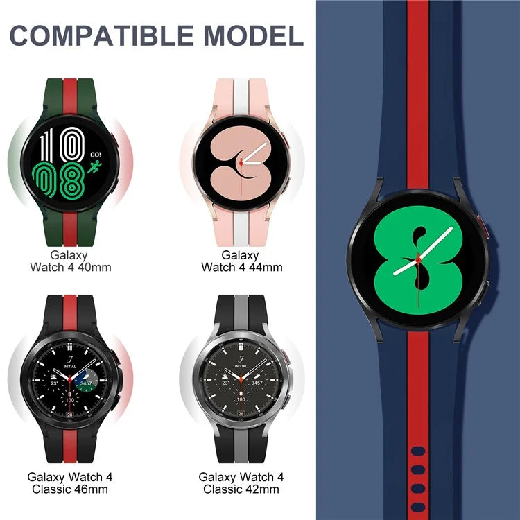 KALEBOL For Samsung Galaxy Watch FE 40mm / Watch6 / Watch6 Classic / Watch 5 / Watch 5 Pro Watch Strap Dual Color Silicone Band