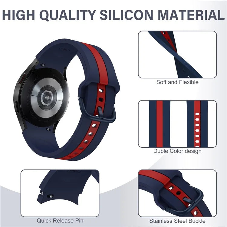 KALEBOL For Samsung Galaxy Watch FE 40mm / Watch6 / Watch6 Classic / Watch 5 / Watch 5 Pro Watch Strap Dual Color Silicone Band