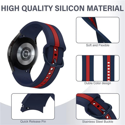 KALEBOL For Samsung Galaxy Watch FE 40mm / Watch6 / Watch6 Classic / Watch 5 / Watch 5 Pro Watch Strap Dual Color Silicone Band