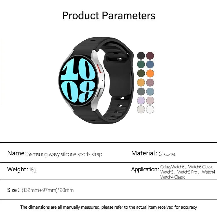 KALEBOL For Samsung Galaxy Watch6 / Watch6 Classic / Watch 5 / Watch 5 Pro Watch Band Silicone Strap
