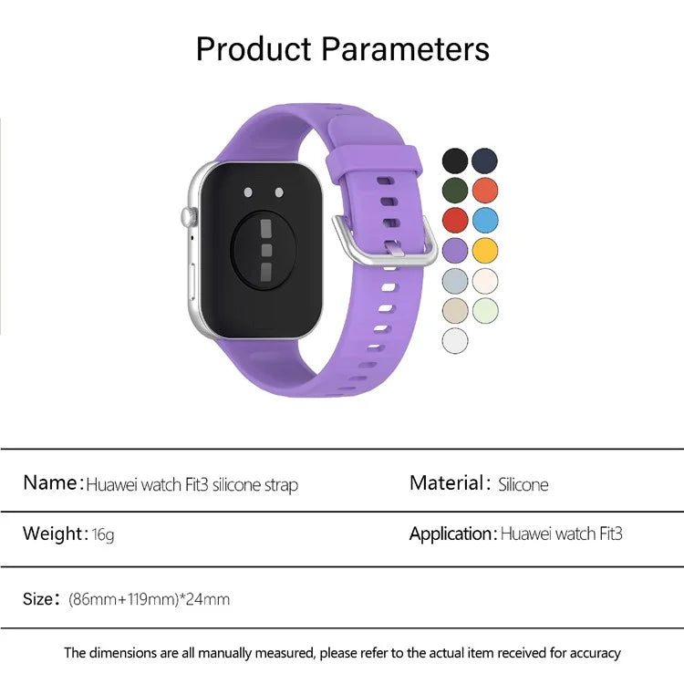 KALEBOL For Huawei Watch Fit 3 Watch Band Soft Silicone Adjustable Wrist Strap