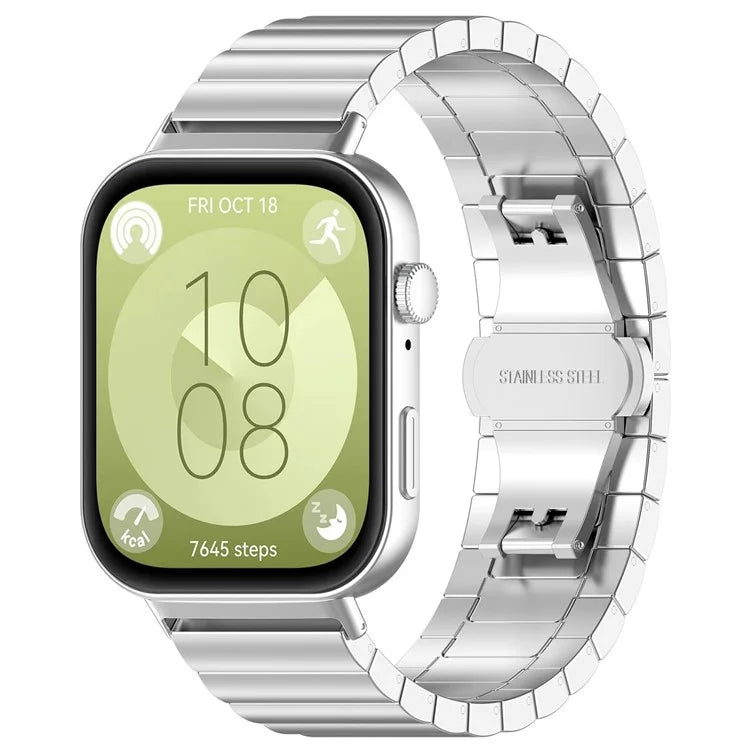 KALEBOL For Huawei Watch Fit 3 Stainless Steel Watch Strap Metal Bow Buckle Wrist Band