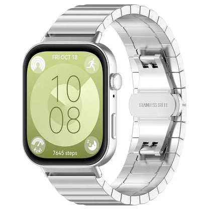 KALEBOL For Huawei Watch Fit 3 Stainless Steel Watch Strap Metal Bow Buckle Wrist Band