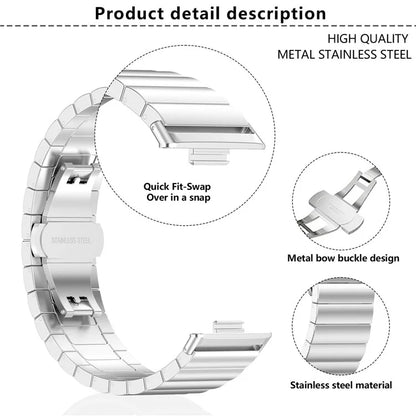 KALEBOL For Huawei Watch Fit 3 Stainless Steel Watch Strap Metal Bow Buckle Wrist Band