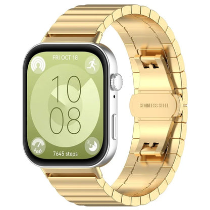 KALEBOL For Huawei Watch Fit 3 Stainless Steel Watch Strap Metal Bow Buckle Wrist Band