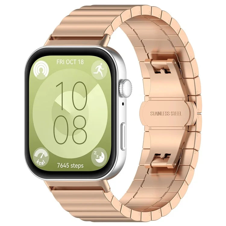 KALEBOL For Huawei Watch Fit 3 Stainless Steel Watch Strap Metal Bow Buckle Wrist Band