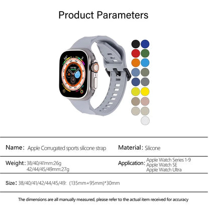 KALEBOL For Apple Watch 10 46mm / Ultra 2 / Ultra 49mm / 9 8 7 45mm / SE (2023) SE (2022) SE 6 5 4 44mm / 3 2 1 42mm Silicone Sport Watch Strap