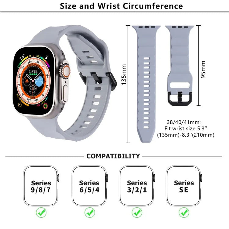 KALEBOL For Apple Watch Series 10 42mm / 9 8 7 41mm / SE (2023) SE (2022) SE 6 5 4 40mm / 3 2 1 38mm Watch Band Silicone Strap