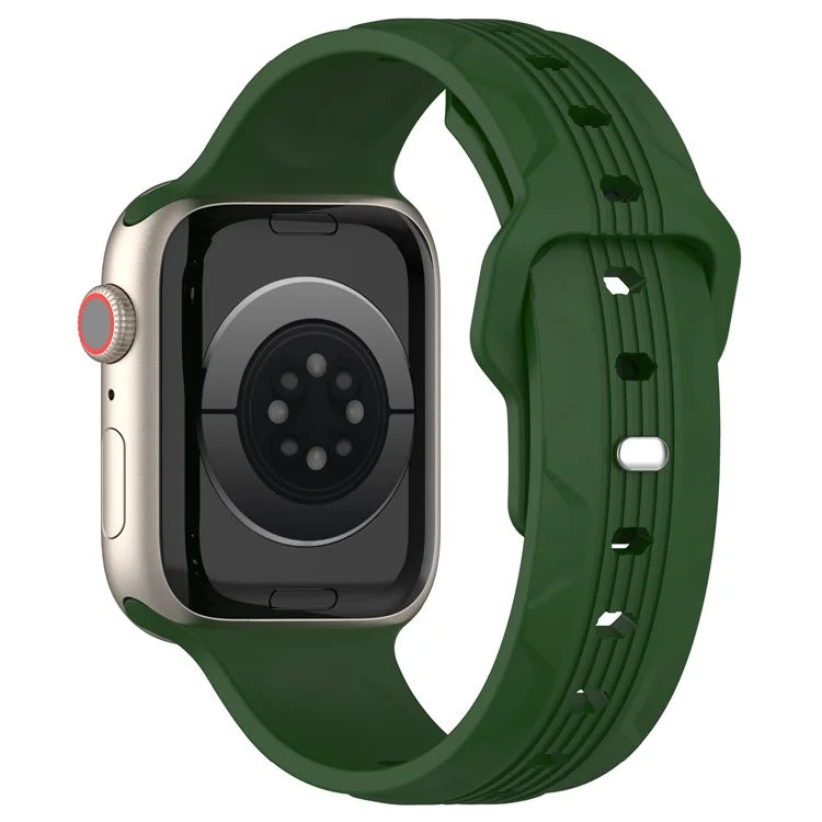 KALEBOL For Apple Watch Series 10 42mm / 9 8 7 41mm / SE (2023) SE (2022) SE 6 5 4 40mm / 3 2 1 38mm Silicone Watch Band Vertical Strip Texture