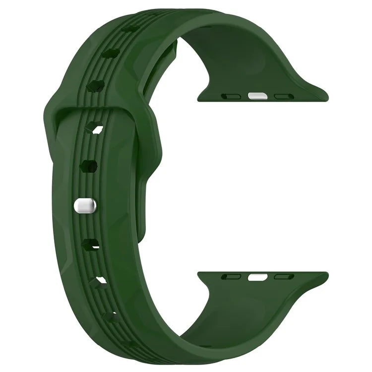 KALEBOL For Apple Watch Series 10 42mm / 9 8 7 41mm / SE (2023) SE (2022) SE 6 5 4 40mm / 3 2 1 38mm Silicone Watch Band Vertical Strip Texture