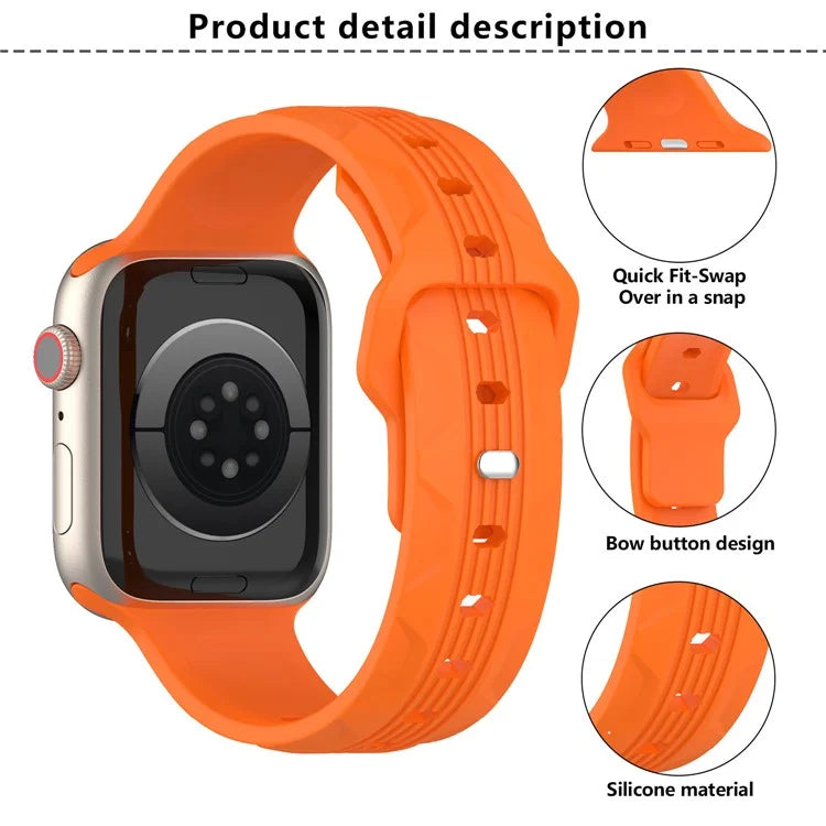 KALEBOL For Apple Watch Series 10 42mm / 9 8 7 41mm / SE (2023) SE (2022) SE 6 5 4 40mm / 3 2 1 38mm Silicone Watch Band Vertical Strip Texture