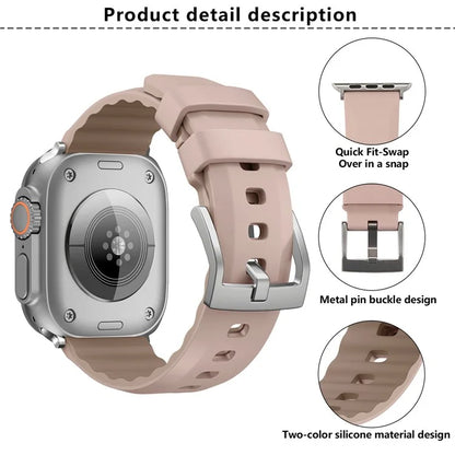 KALEBOL For Apple Watch 10 46mm / Ultra 2 / Ultra 49mm / 9 8 7 45mm / SE (2023) SE (2022) SE 6 5 4 44mm / 3 2 1 42mm Silicone Band Dual Color